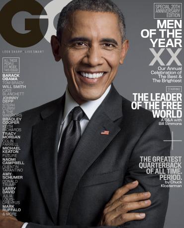 U.S. President Barack Obama appears on the cover of the 20th anniversary issue of GQ Magazine, in a photo provided by publisher Conde Nast in New York November 17, 2015. REUTERS/GQ/Conde Nast/Handout via Reuters